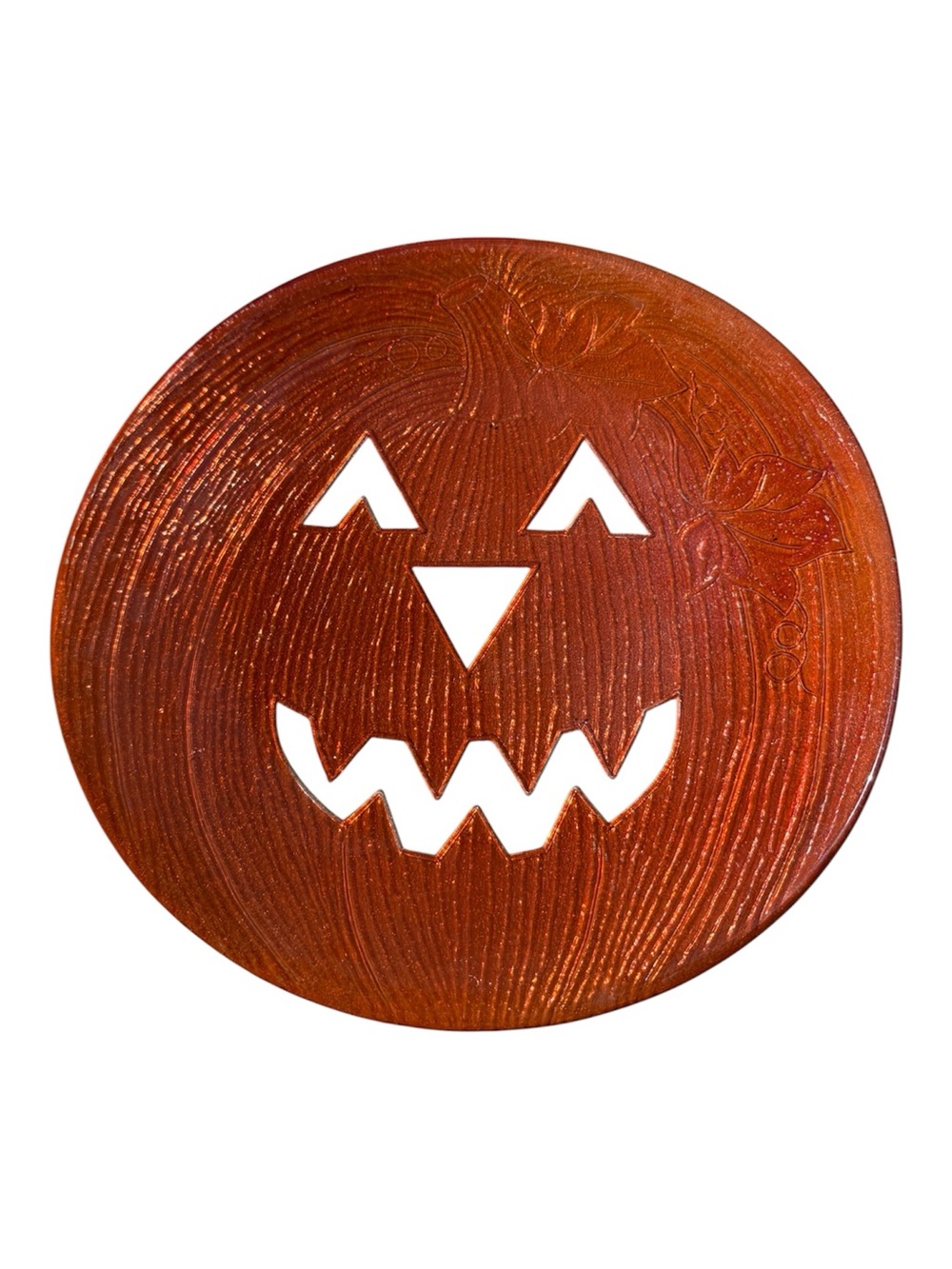 SMITH GLASS Vintage LE Smith Halloween Heavy Glass Platter Pumpkin & Box